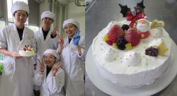 学生たちが考案したクリスマスケーキ！　かわいいデザインで、おいしそうです！