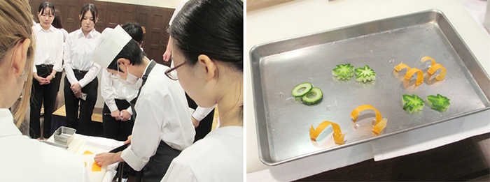 ▲飾り切りを実演していただきました。この工夫により料理が一層華やかになります。